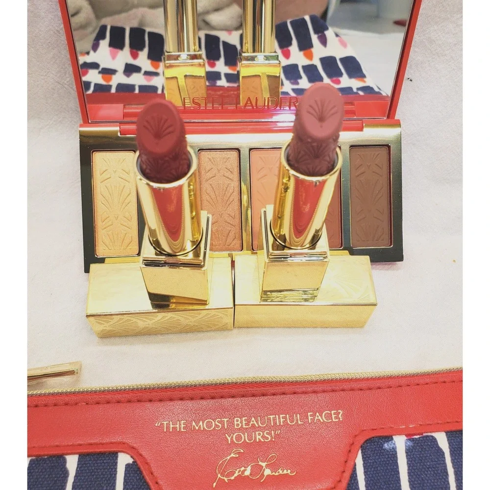 NEW Estee Lauder 2024 Ltd Ed. Pure Color Eyeshadow Palette 2 Full Lipstick + Bag